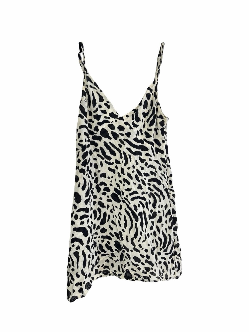 Reformation Black & Cream Animal Print Slip Dress